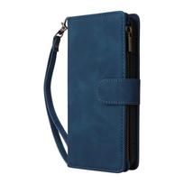 Zipper Wallet Leather Case For Google Pixel 9 10 Pro XL 9 8 7 6 Pro 8A 7A 6A Magnetic Flip Card Slots Phone Cover Google Pixel 6A&Case & Strap mėlyna