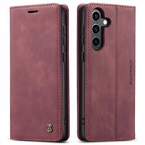 Flip Wallet Case for Samsung Galaxy S24 FE, Leather Magnetic Folio Cover with Card Holder, Kickstand - TPU Shockproof Durable For Galaxy S24 FE raudona