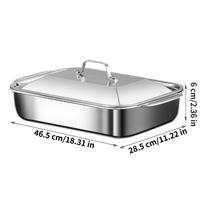 Stainless Steel Baking Pan Rectangle Cake Bakeware with Lid and Handle for Cake, Bread, Cookie, Lasagna, Gratin, Pizza, Oven balta