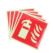 5Pcs Fire Extinguishers Signs Safety Sign Sticker Glow In Dark Durable Adhesive Waterproof Protected Label For Public Place