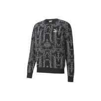 PUMA Luxe Aop Crew Casual Sports Round Neck Pullover Knit Black Men's 530305-01 XS
