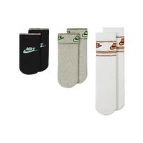 Nike Contrasting Colors Logo Sports Mid Calf Socks 3 Pairs White / Gray / Black Unisex DA2601-902 M