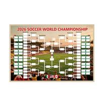 Soccer Wall Chart Poster, Knockout Schedule And Finals Tracking Wall Flag, Reusable Waterproof Polyester Tapestry for Game Results Recording A