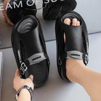Summer Thick-Soled Hollowed-Out Non-Slip Beach Slides 44-45 juoda/pilka spalva