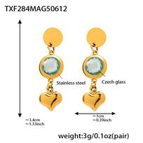 Qiong Yao Heart-Shaped Glass Mosaic Bracelet & Necklace Set - Light Luxury Stainless Steel Court Style
