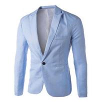 Suit Casual Fine Workmanship Cotton Blend One Button Suit Blazer for Banquet XXXL dangaus mėlyna spalva