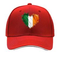 Ireland Flag Heart Print Baseball Cap  Lightweight Snap Closure Flat Cap Adjustable Inelastic Coun Sandwich Baseball Cap One Size