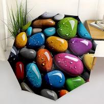 Colorful Pebbles with Water Drops Decorative Wall Art PrintUmbrella with Cute Design,Portable 3-Fold Compact Umbrella for Men&Women,Valentin