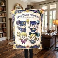 JoJos Bizarre Adventure Print Flannel Blanket Warm Comfortable, For Sofas, Picnics, Travel -HE32 75x90cm