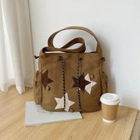 Women Cute Crossbody Bag Large Capacity Canvas Lovely Shoulder Bag Star Applique Y2K Street Style School Bag for Teens Students ruda