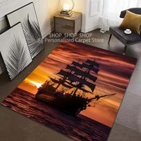 6 Style Retro Pirate Sailboat Pattern Carpet for Living Room Bedroom Sofa Home Decor Non-slip Floor Mat Large Size for Gifts 40x60cm