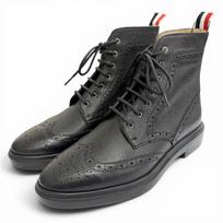Pristine THOM BROWNE Ankle boots Pebblegrain wingtip boots black 38 FFB018B Used