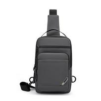Lightweight Waterproof Nyl Crossbody Bag Men Multi-Zip Compartments Sling Chest Backpack For Daily Commute Work Travel Hiking pilka spalva