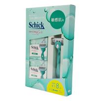 Schick Hydro Silk Sensitive Skin Club Pack with Blade 8 Replacement [Costco] (Sharpener + Blades) žalia