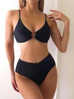 Solid Ruched High Waist Sexy Two Piece Bikini Swimsuit Comfortable Elegant For Holiday S