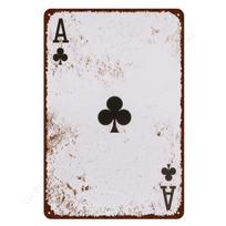 Metal Playing Cards Wall Decor, Retro Card Art Sign 20x30cm