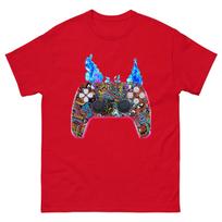 Gamer Flame Adult T-Shirt - Next Gen Retro Gamer Art Streetwear Tee(Unisex) XL
