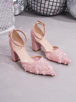 Pink Fairy Rose High Heel Mesh Slip-On Sandals EU 38