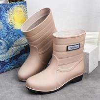 Waterproof Slip on Rubber Rain Boots for Women Non-slip Comfortable Garden Water Shoes for Outdoor Working Walking 36 chaki