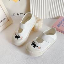 2026 Spring Velcro Canvas Slip-Ons for Kids - Lightweight White Kindergarten Shoes for Girls 22