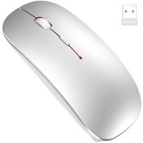 Wireless Mouse, 2.4GHz Bluetooth, Rechargeable, Slim, Silent, 3 DPI Modes, Optical, Compact, Lightweight, High Precision, Compatible with