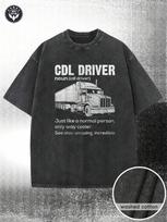 230g Washed T-Shirt, Featuring A Truck Driver-Inspired Print, Made Of High-Quality Batik Cotton, Suitable For Machine Washing. It Has A Certain Thickn S
