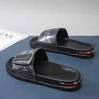 Men's Adjustable Velcro Flip-Flops - Thick Sole, Squishy, Non-Slip, Odor-Resistant for Outdoor Summer Wear 45