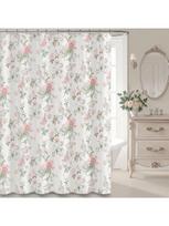 Pink and Sage Green Floral Vintage Shower Curtain,Cottage core Cotton Shower Curta for Bathroom,72Wx72H (as the picture,90x180CM)
