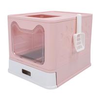 Enclosed Cat Litter Box Stainless Steel Large Drawer   Odor Proof Anti Splashing Foldable Cat Toilet with Cat Litter Scoop