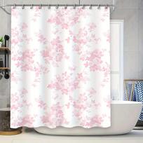 Charming Pink Cherry Blossom Shower Curtain Bathroom Decor Waterproof Bath Rug Sets for Home Decoration (as the picture,90x180cm)