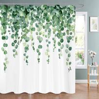 Green Plants and Leaves in spring Shower Curtain, Bathroom Decorative Shower Curtain,  Printed Fabric Home Curtain with Hooks (as the picture,90x180cm35x71in)