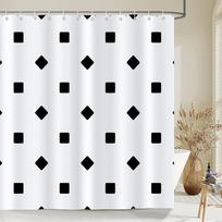 Black and White Modern Simple Shower Curtain Home Bathroom Decoration Printing Polyester Fabric Bath Curta With Hooks (as the picture,W90xH180cm)