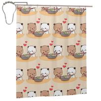 Bubu Dudu Panda Bears Cartoon Shower Curtain Bathroom Polyester Waterproof Bath Curta with Hooks (as the picture,152x183 cm)
