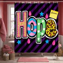 Love Graffiti Shower Curtain Mixed Patterns with Hearts and Leopard, Fun Feminine Bath Curtain for Teen Girls and Romantic Decor (as the picture,90X180cm(35x70in))
