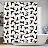 Vibrant Black White Dachshund Pattern Shower Curtain for Bathroom Decor Modern Home Accessory with Hook Rings Set Size: 72x72'' (as the picture,90x180cm)