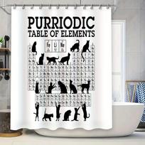 Periodic Table Cat Shower Curtain Funny Science Decor Chemistry Classroom Bathroom Set (as the picture,90x180cm)