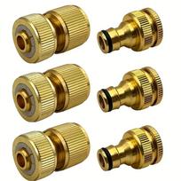 6/12pcs EU Standard Aluminum Garden Hose Connector Set - 1/2'' Quick Connect + 1/2''&3/4'' Tap Fitting for 13-16mm Pipes