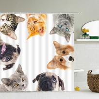 3d Cartoon Animals Map Bathroom Curta Shower Curta Print Waterproof With Hooks Cute Children Decor Washable Fabric Screen (as the picture,W90XH180cm)