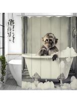 Funny Monkey Sitting in the Tub Shower Curtain, Bathroom Decorative Shower Curtain, Waterproof Shower Curtain with Hooks (as the picture,W90xH180cm)