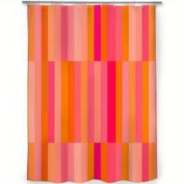 Summer Pink & Orange Stripe Shower Curtain – Vibrant Geometric Design, Easy-Clean, Includes Hooks, Holiday Bathroom Decor (as the picture,90x180cm35x71in)