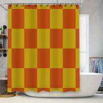 Checkered Shower Curtain Modern Bath Decor for Home Living Room Bright Colors Design Washable Fabric with Hooks Orange Yellow Ch (as the picture,90x180cm)