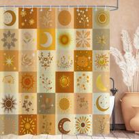 Green Orange Shower Curtain Waterproof Shower Curta for Bathroom, Abstract Brown Botanical Leaves Boho Floral Bathroom Decor (as the picture,W90xH180cm-35x70in)