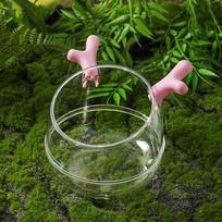 Hamster Bathroom Toilet 2 In 1 Large Clear Bathtub Cute Antlers Design for Small Animals Daily Bathing and Resting