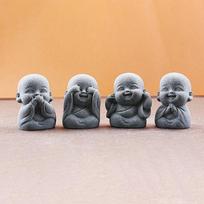 Home Decor Little Monk Stone Statue Set Zen Calm Mini  Figurines for Yoga Meditation Room