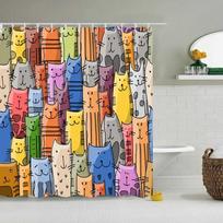 Playful Cat and Dog Shower Curtain Waterproof and Mould-Resistant with Hooks Shower Curtain Bathroom Decor (as the picture,90x180cm 35x70inch)