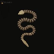 34cm Brass Rattlesnake Statue Movable Articulated Snake Ornament Vintage Desktop Crafts Office Home Decoration Collection Statue ONESIZE