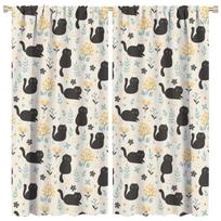 Cute Cat Blackout Curta Lovely Cartoon Animal Cat Paw Print Black Pink Art Print For Kids Girls Bedroom Living Room  2 Panels 53x116cm 2pc21x46in