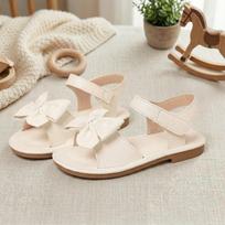 Girls' Off-White Bow Velcro Strapped Non-Slip Breathable Summer Sandals - Korean Princess Style 20