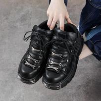 Spring new women's shoes heavy metal platform high-top punk small leather shoes goth dark motorcycle boots tide 36 juoda