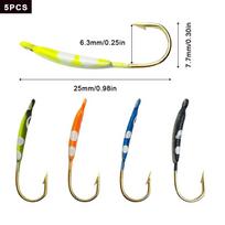 5PCS/Bag Mini Ice Fishing Jigs Glow-in-the-Dark Jighead Lures Sharp Strong Penetration Hooks Winter Fishing Tackle